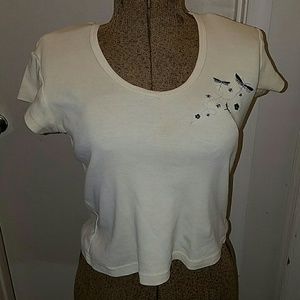 Xhilaration yellow v neck with dragonflies